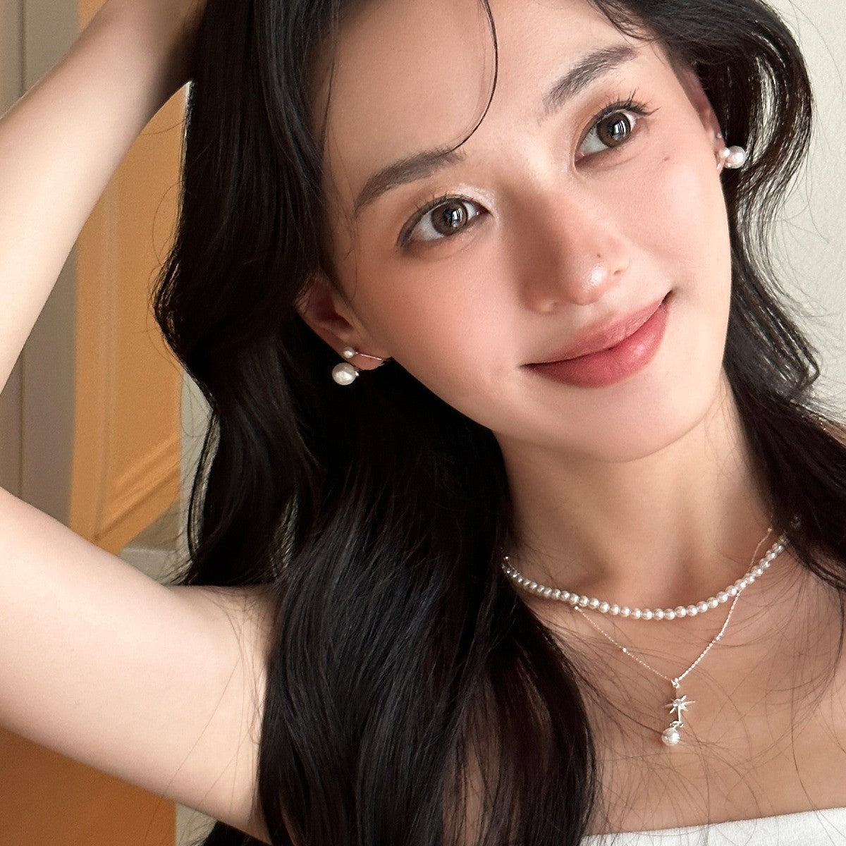 C廠-秋冬氣質珍珠環繞耳釘女小眾設計高級感銀針耳環簡約ins百搭耳飾「EH-3755」25.09-1
