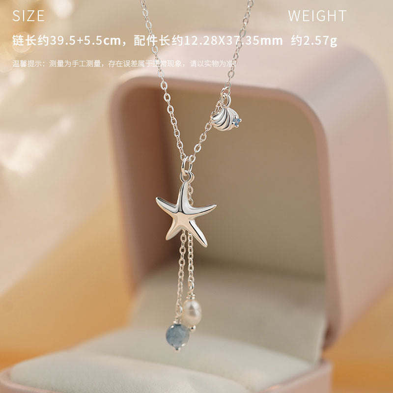 D廠-原創S925純銀S999足銀海星海藍珍珠項鍊秋季甜美清新送禮套裝批發「YC0184N_1 YC4471E_1 YC4907SL_1」24.11-2