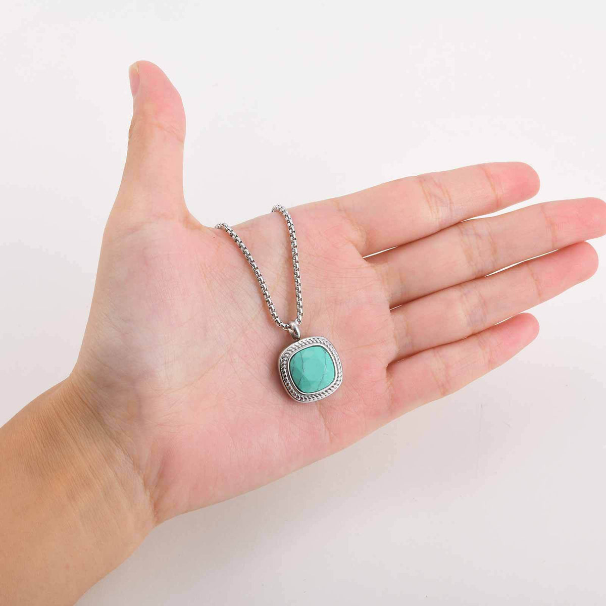 G廠-鈦鋼跨境方形切面吊墜項鍊夏季百搭男士簡約時尚設計感項墜「NC-353」25.11-1