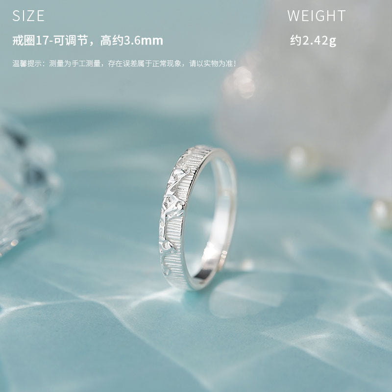D廠-原創S999足銀蜜境蝶蹤個性熔岩紋理情侶對戒簡約森系手飾批發「YC3034R_1」25.09-4