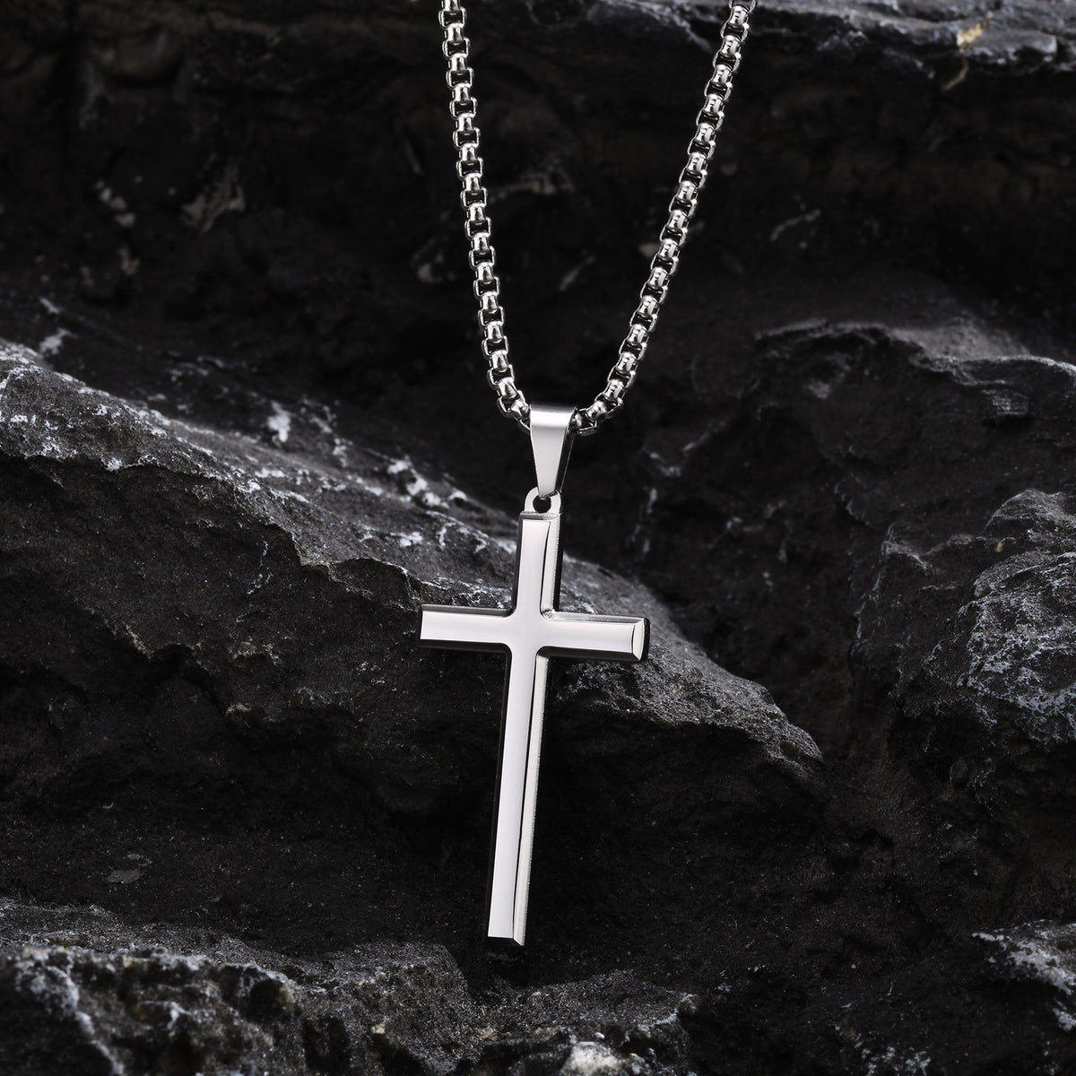 G廠-歐美配飾necklaces不鏽鋼光面十字架吊墜項鍊男士飾品「PN2045」25.04-4