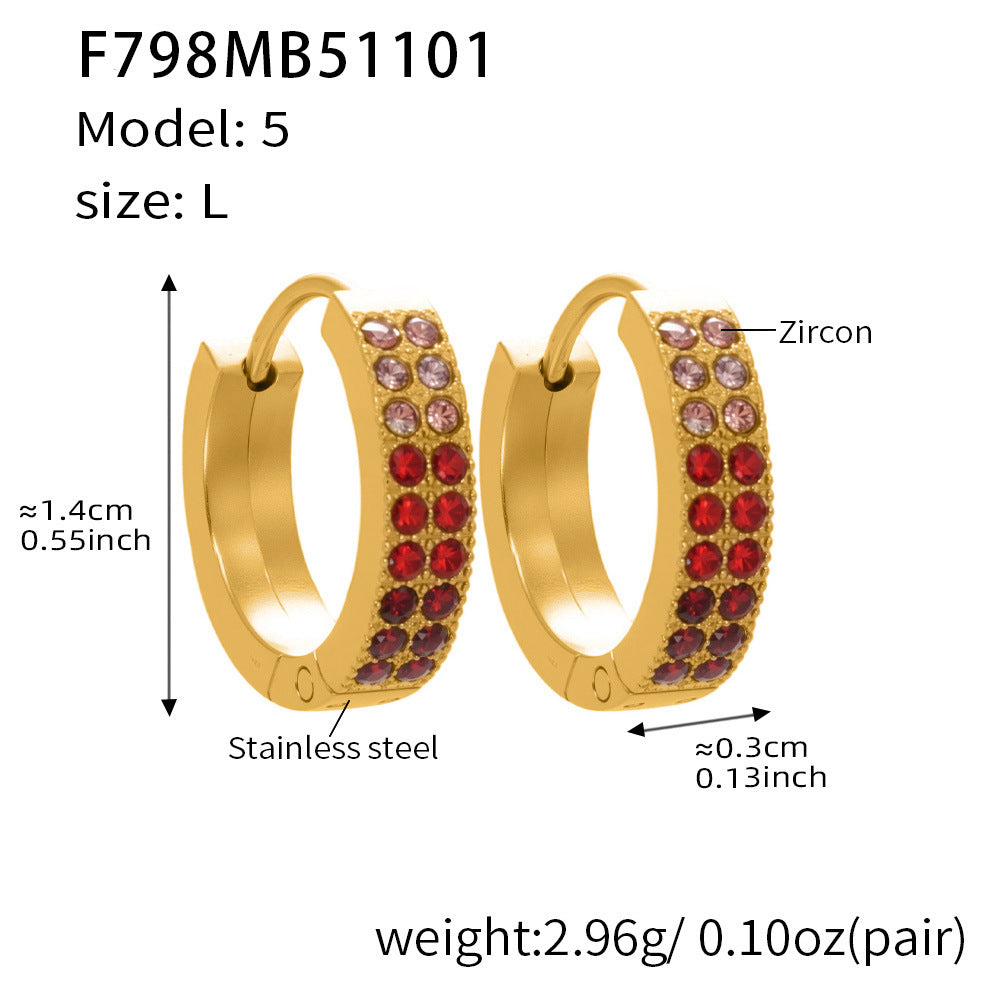 B廠-簡約C型鑲彩鑽拼色鋯石耳扣不鏽鋼鍍18k真金輕奢小眾耳環女「F798」25.11-1