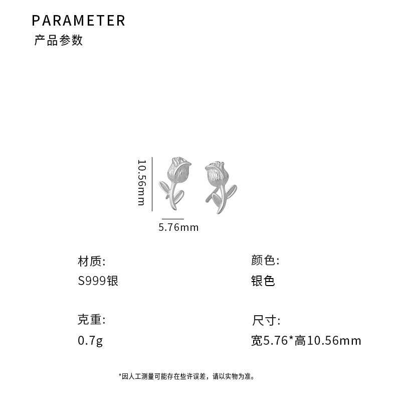 D廠-999足銀鬱金香耳環甜美文藝森系百搭溫柔清新耳飾批發「YC8884E_1」25.04-3