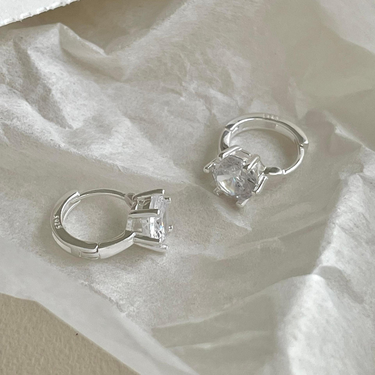 F廠-韓國韓版925純銀鋯石耳扣耳釘女簡約時尚ins小紅書耳環「C1409」25.11-3