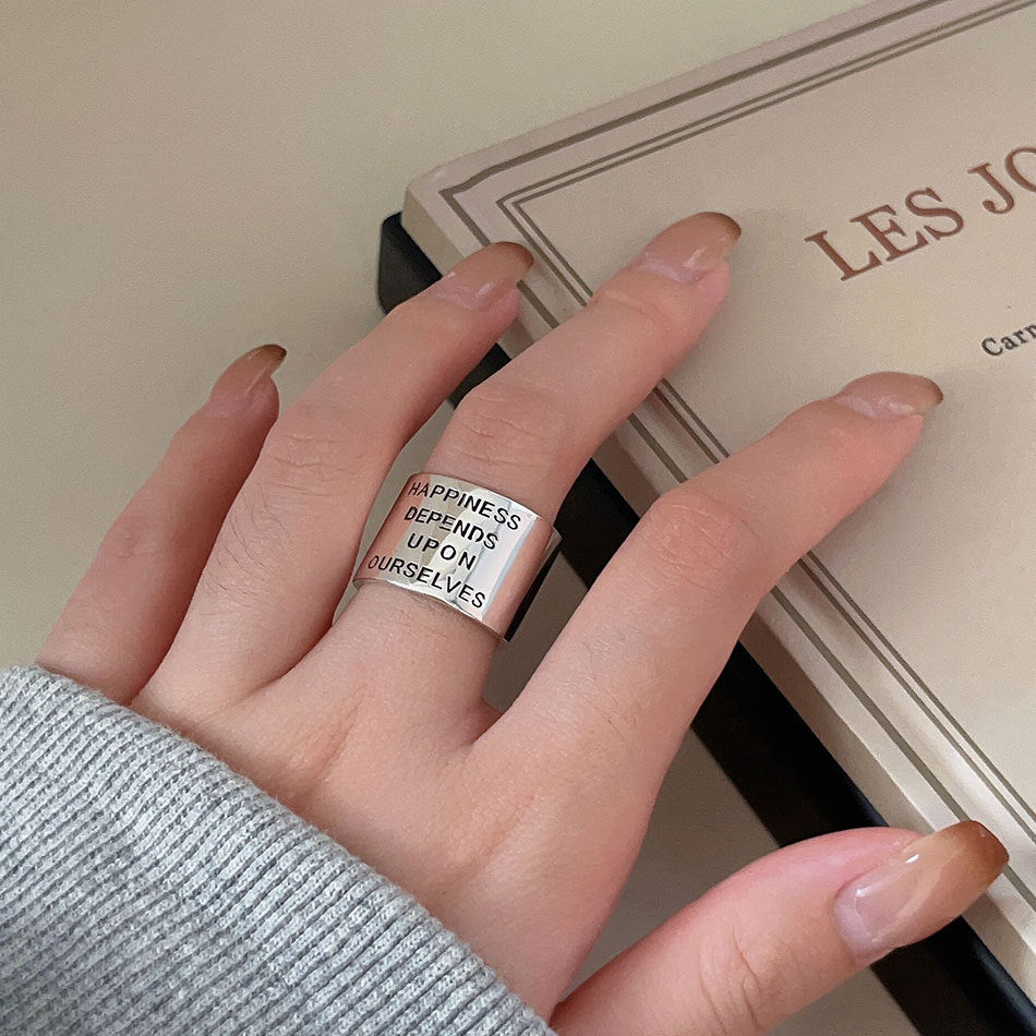 F廠-韓版飾品925純銀復古做舊取悅自我復古寬面戒指指環首飾時尚戒子「J960」25.10-5