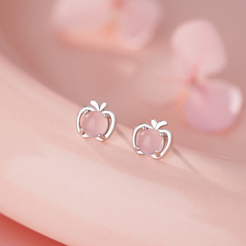 D廠-S999足銀小巧蘋果耳環女迷你耳環養耳洞水果氣質小眾可愛耳環「YC5016E_1」25.11-3