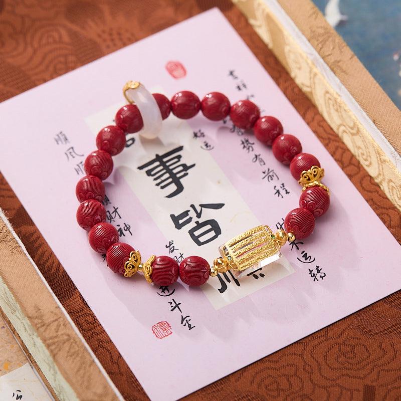 AS廠-湘西原礦高含量帝王砂手串五條經古法絲絨朱砂高級感手鍊批發「WA0810860」25.03-4