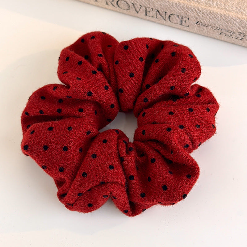 E廠-新年紅色波點大腸髮圈網紅2025新款綁頭髮頭繩高顱頂頭箍洗臉髮捆「27755」25.12-1