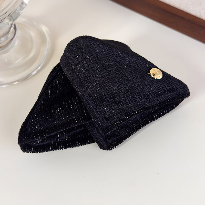 E廠-秋冬復古絨布三角抓夾輕奢純色布藝纏繞香蕉夾高級感扎馬尾竪夾「27720」25.11-4