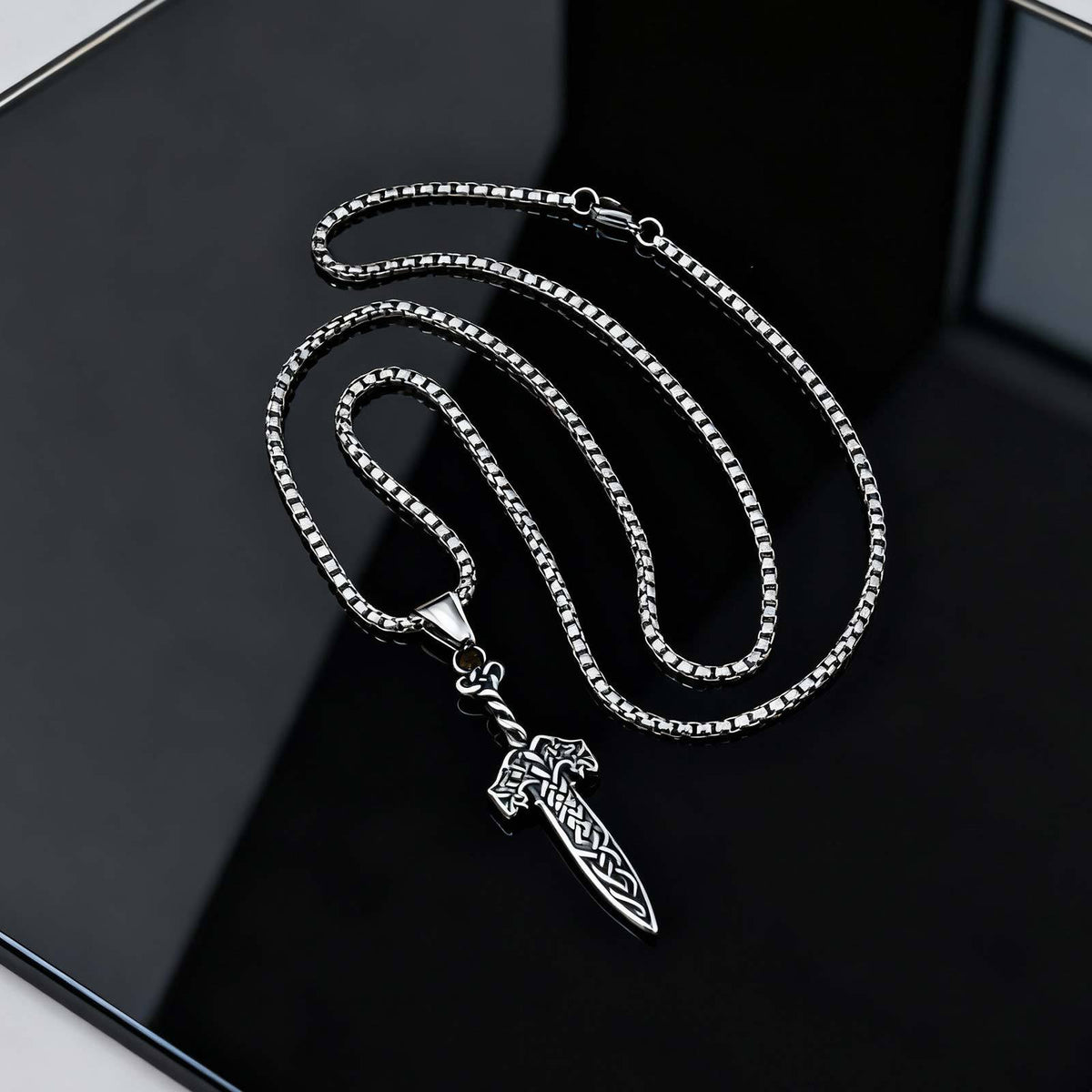 G廠-男神疊戴酷颯個性不鏽鋼凱爾特劍吊墜鋼色「PN-2315」25.12-3