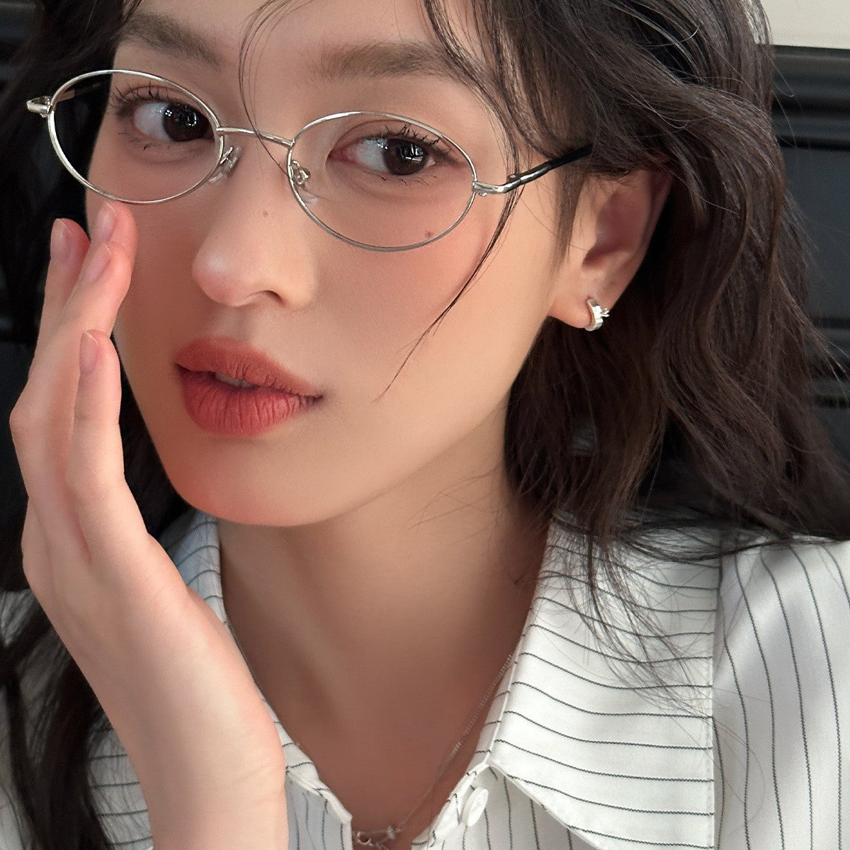 C廠-小巧百搭拉絲鋯石銀針耳釘女網紅ins百搭耳環輕奢高級感通勤耳飾「EH-4025」25.10-1