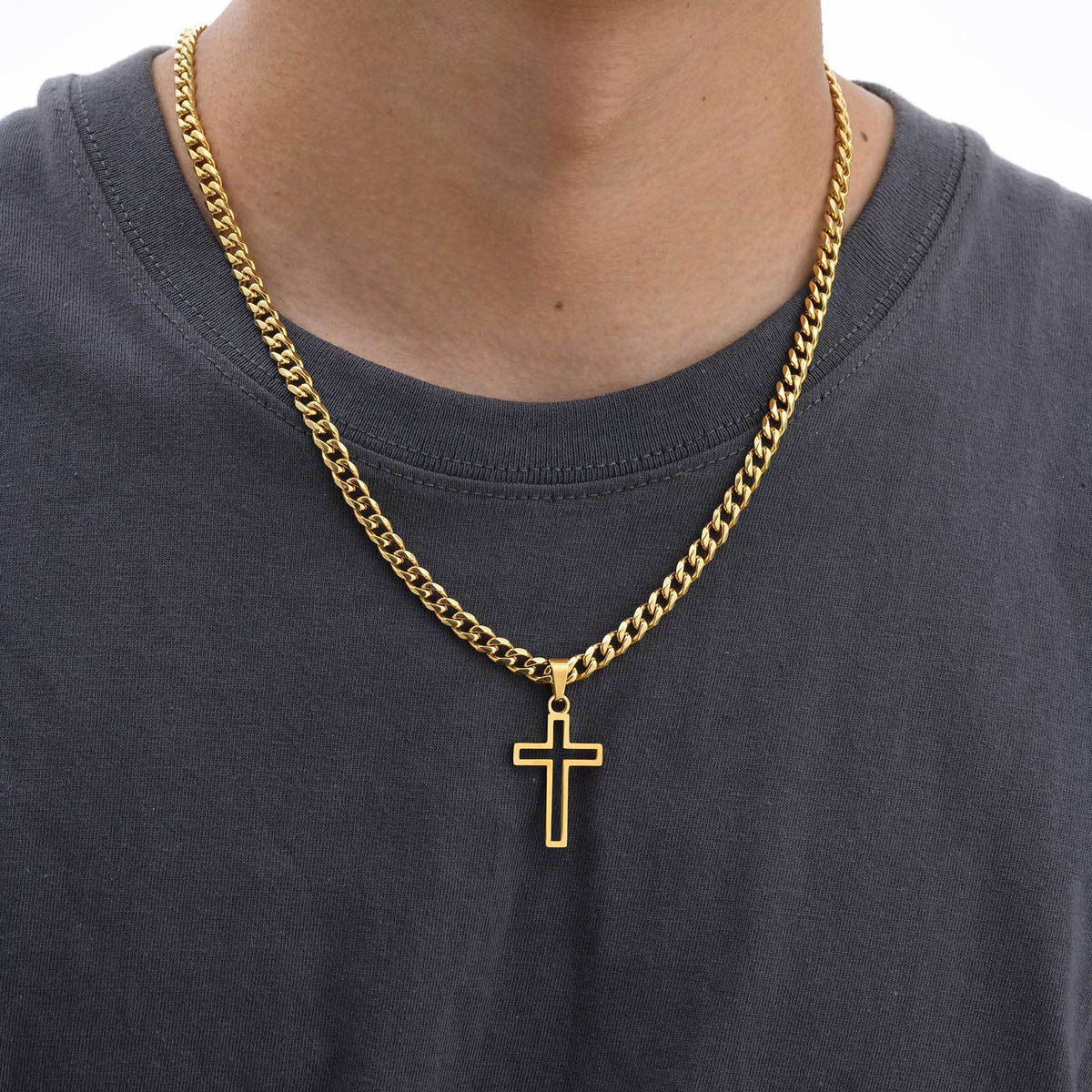 G廠-鈦鋼飾品 不鏽鋼鏤空十字架吊墜項鍊時尚復古高級感鎖骨鏈「PN-1531」25.11-1