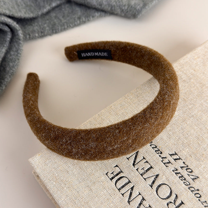 E廠-深色系毛氈髮箍女高顱頂壓髮洗臉頭箍不勒頭防滑髮卡2025新款髮飾「26247-2」25.11-2