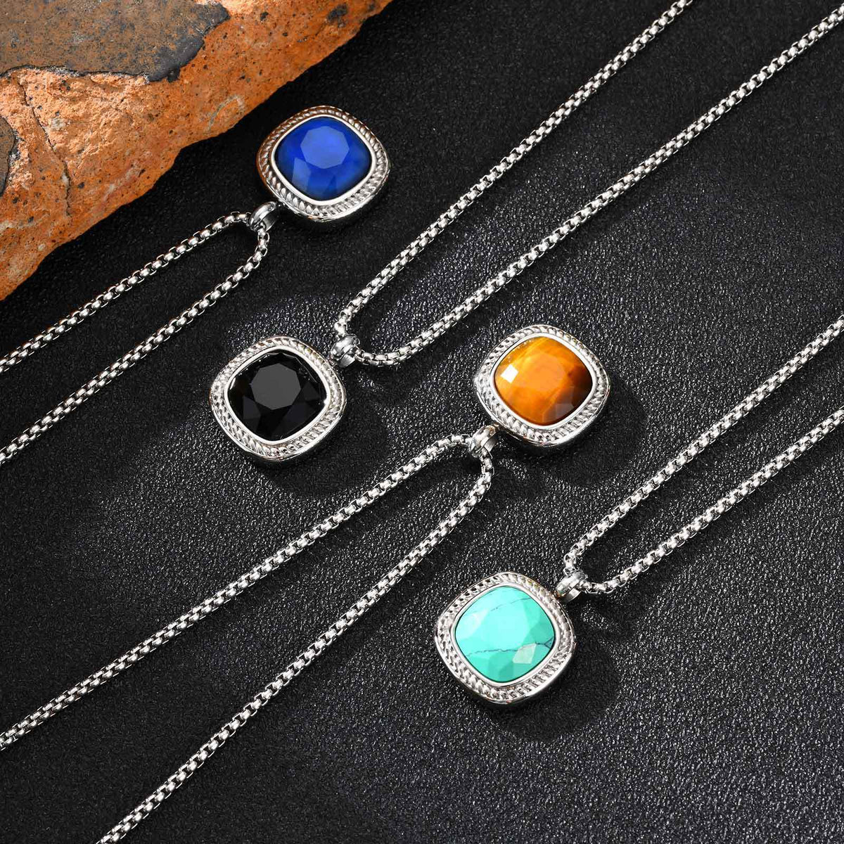 G廠-鈦鋼跨境方形切面吊墜項鍊夏季百搭男士簡約時尚設計感項墜「NC-353」25.11-1