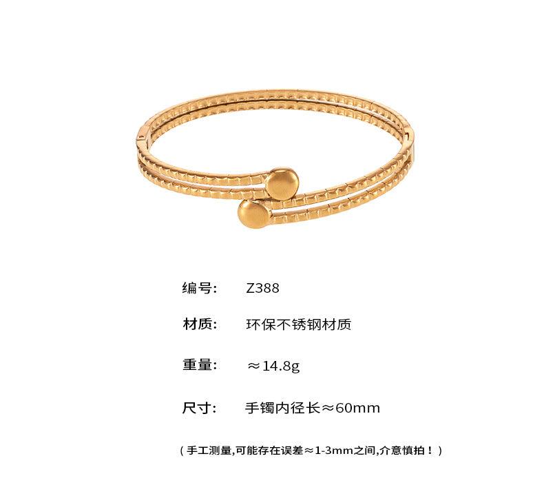 B廠-網紅個性潮流雙層開口手鐲爐內真空電鍍18k真金不掉色鐲子「Z388」25.01-1