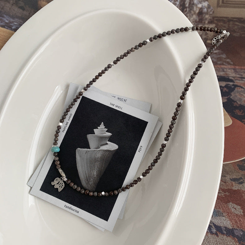 C廠-泰國清邁手工銀森系大象小象復古泰銀雪花石S925純銀項鍊銀手鍊「1528」25.11-3