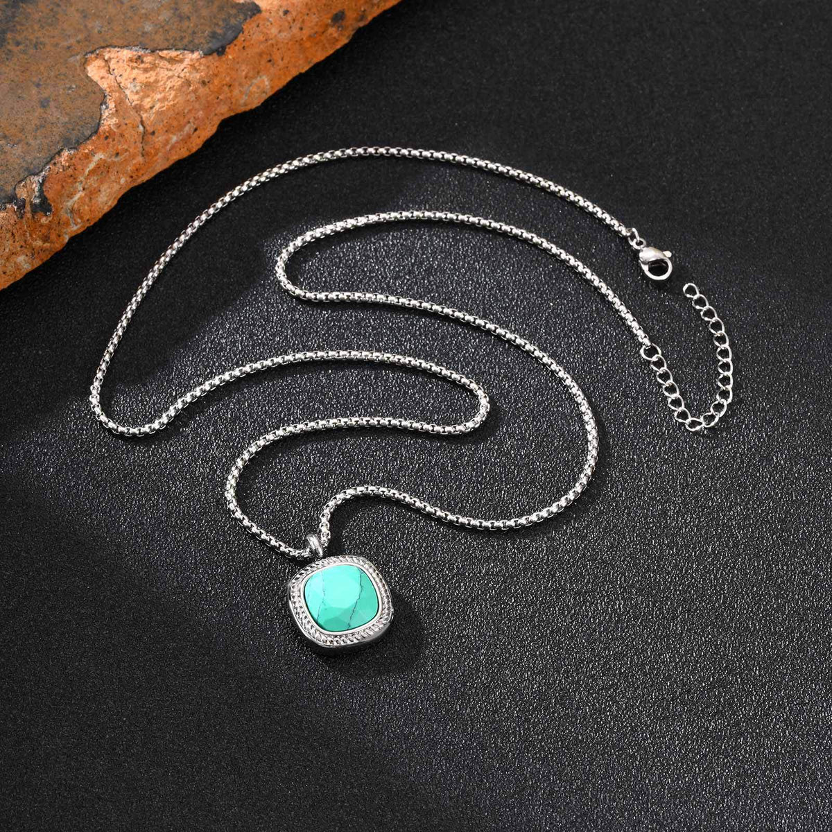 G廠-鈦鋼跨境方形切面吊墜項鍊夏季百搭男士簡約時尚設計感項墜「NC-353」25.11-1