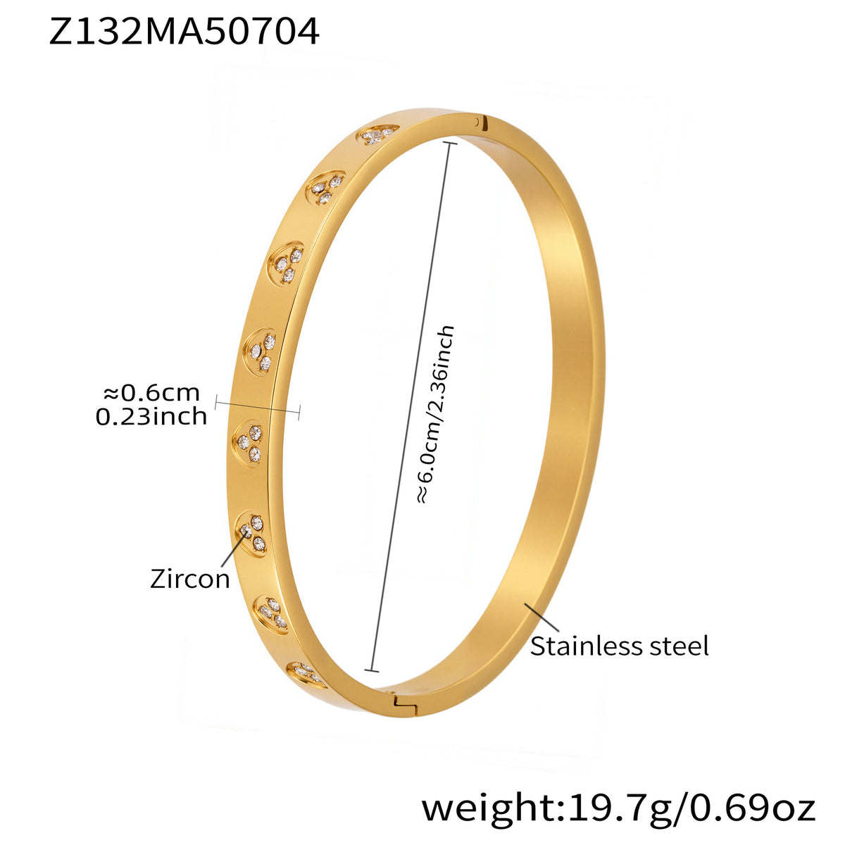 B廠-ins小眾設計感不鏽鋼幾何素圈鑲鋯石手鐲跨境時尚手環組合「Z076」25.07-2