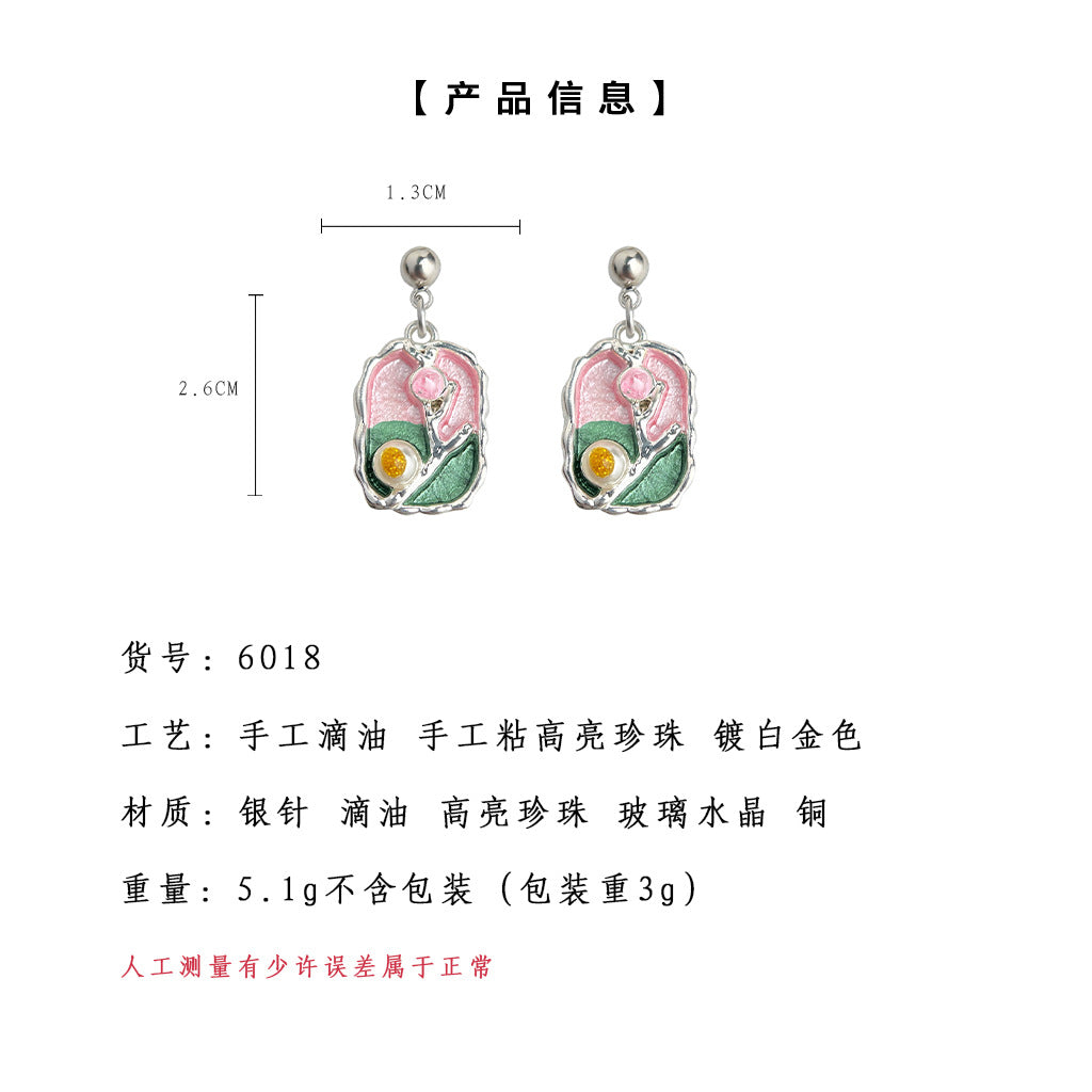 A廠-文藝復古油畫質感幾何藝術手繪彩色耳飾工廠法式復古耳環飾品貨源「6018」25.05-2