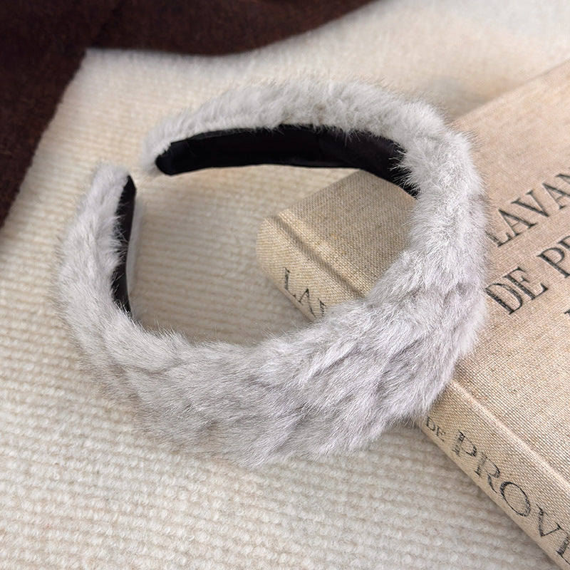 E廠-秋冬日常百搭通勤新款純色毛絨髮箍時尚洋氣百搭髮卡髮飾頭飾品女「27765」25.12-2