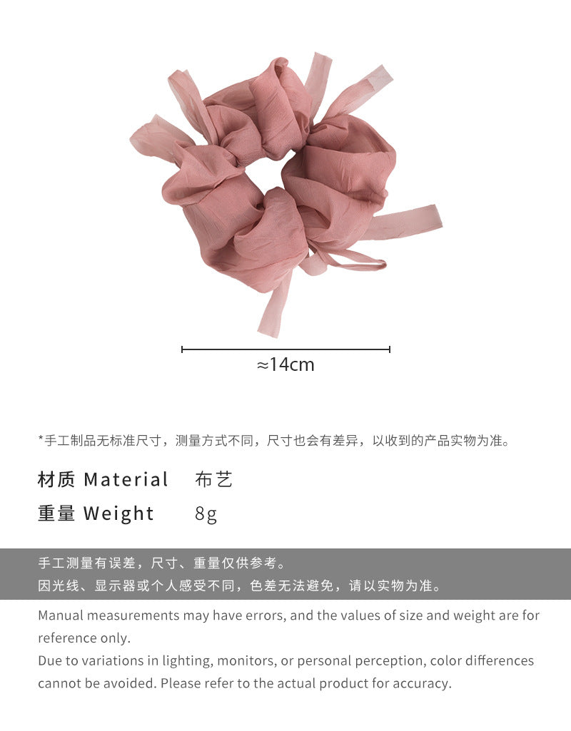 E廠-鬆弛感~泡芙紗質大腸髮圈蝴蝶結高彈扎馬尾髮飾2025新款頭飾韓國「26818」 25.04-3