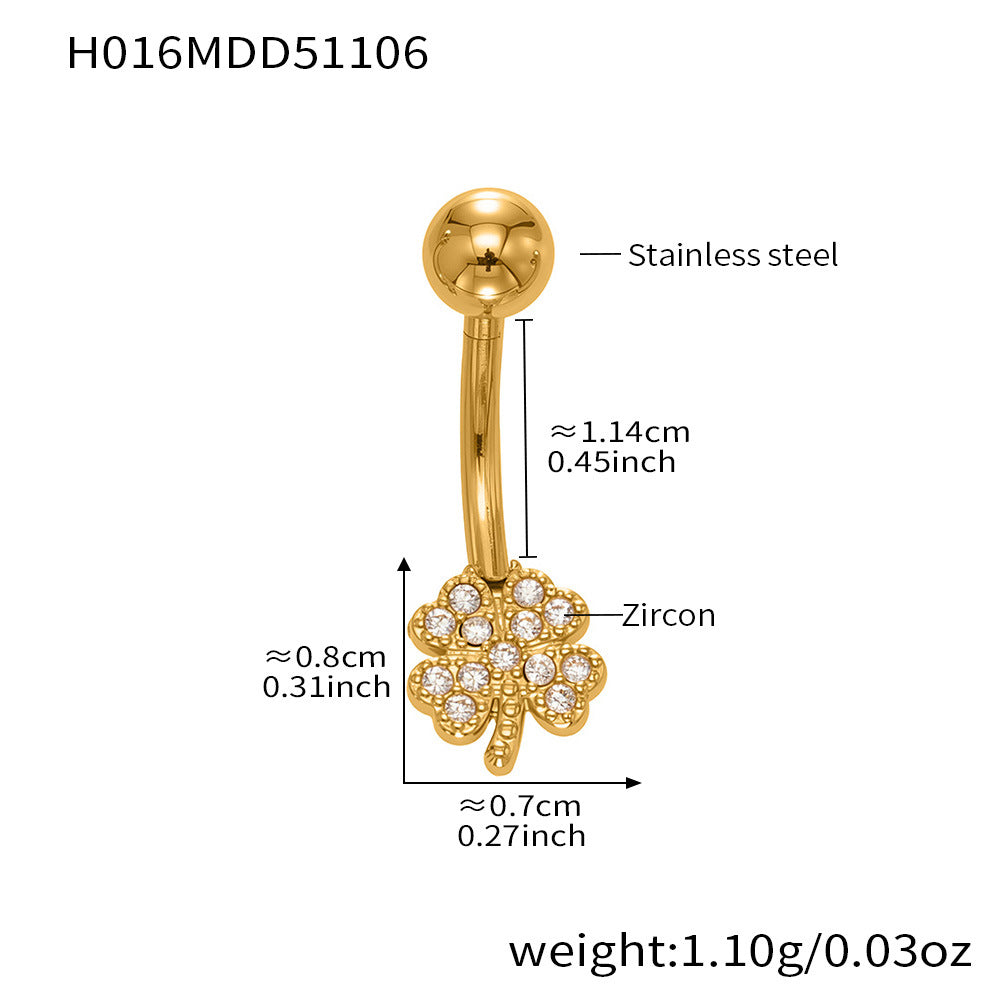 B廠-跨境新款多元素滿鑽鋯石肚臍釘不鏽鋼鍍18k金歐美穿刺飾品「H009」25.11-2