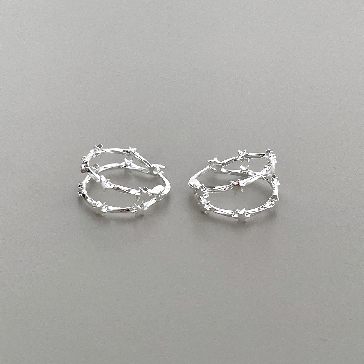 C廠-甜酷簡約星星耳環女時尚復古港風氣質荊棘銀針耳扣高級感秋冬耳飾「EH-4117」25.11-2