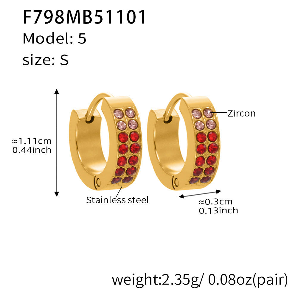 B廠-簡約C型鑲彩鑽拼色鋯石耳扣不鏽鋼鍍18k真金輕奢小眾耳環女「F798」25.11-1