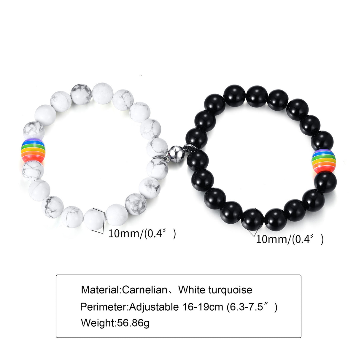 G廠-彩色珠子黑瑪瑙白松石串珠情侶手鐲飾品「CB-118」25.05-2