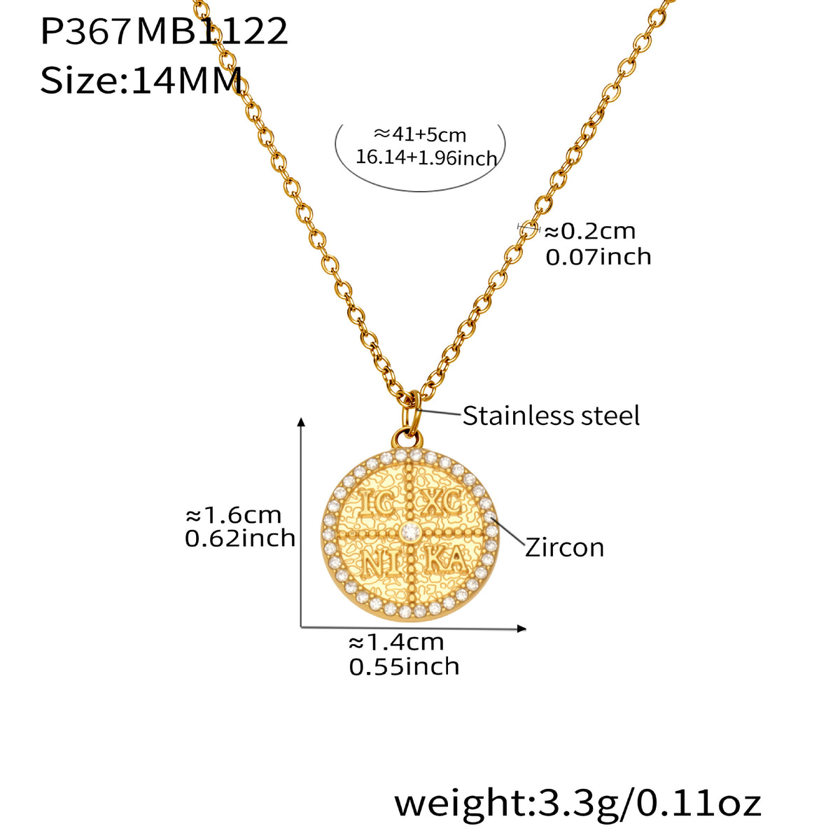 B廠-不鏽鋼鋯石字母圓牌吊墜鎖骨項鍊歐美輕奢百搭珠寶首飾鍍18k真金「P367」25.11-4