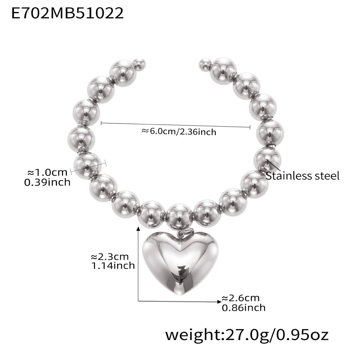 B廠-不鏽鋼空心歐美大愛心鋼珠手環鍍18k真金簡約時尚百搭手鐲「E701-E702」25.10-5