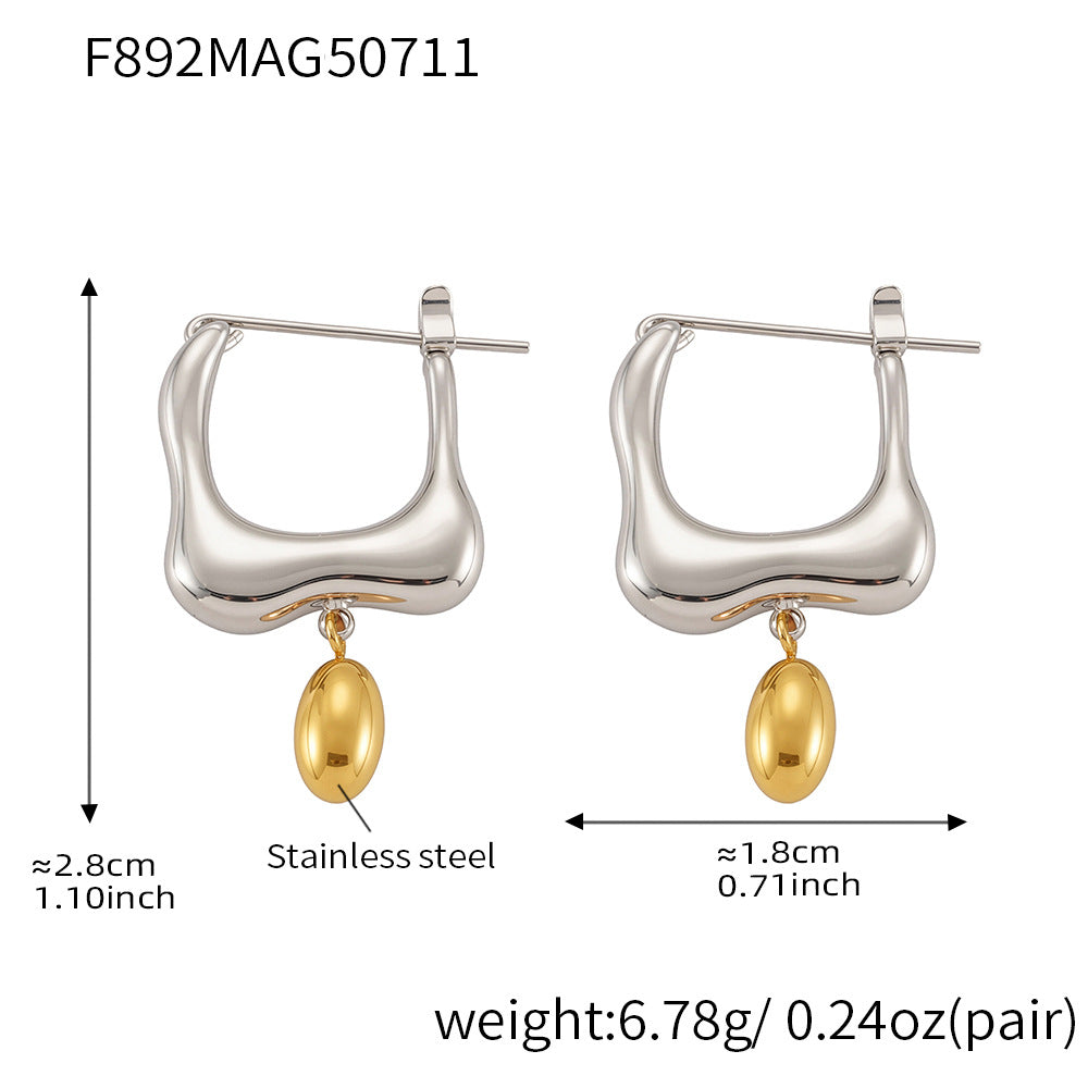 B廠-歐美不鏽鋼幾何拼色耳環高級感耳釘鈦鋼耳飾品跨境earring「F892」25.07-3