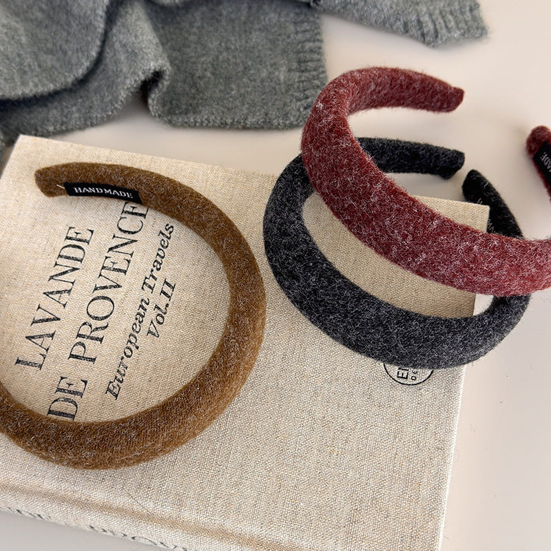 E廠-深色系毛氈髮箍女高顱頂壓髮洗臉頭箍不勒頭防滑髮卡2025新款髮飾「26247-2」25.11-2