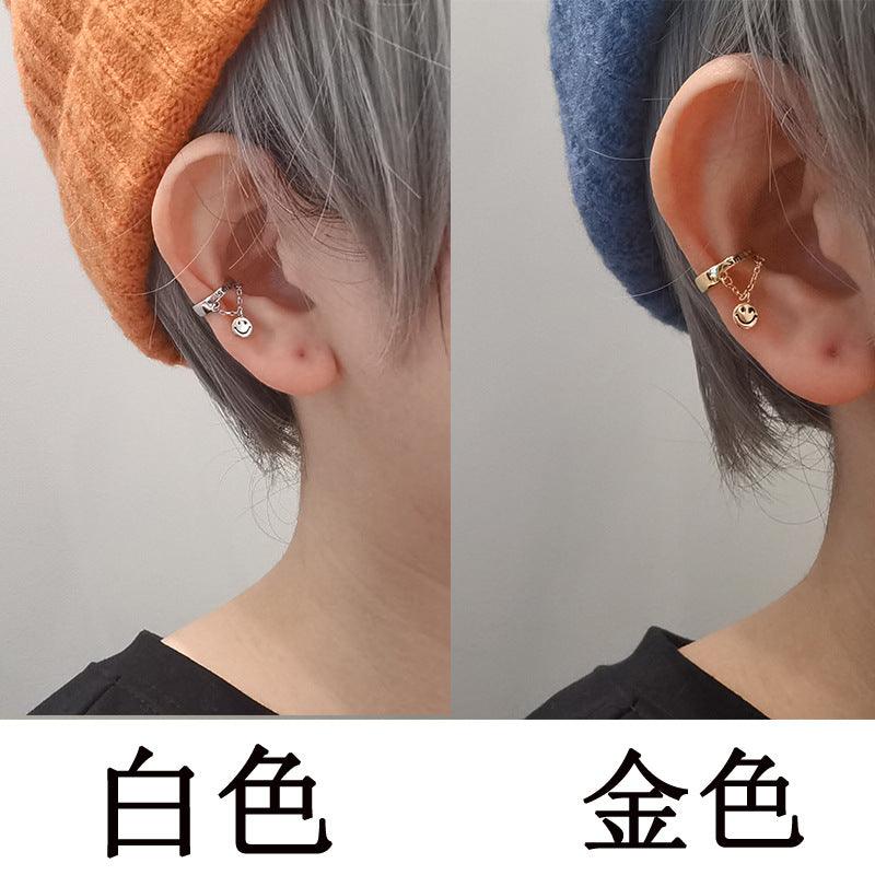 G廠-免打孔無耳洞耳夾 時尚潮流男女個性搭配耳飾字母微笑笑臉耳骨夾「ES584」24.11-1