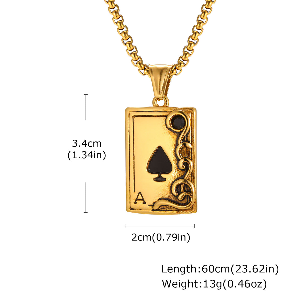 G廠-不鏽鋼撲克吊墜潮嘻哈百搭hiphop蹦迪黑桃A花紋吊墜「PN-2317S」25.12-3