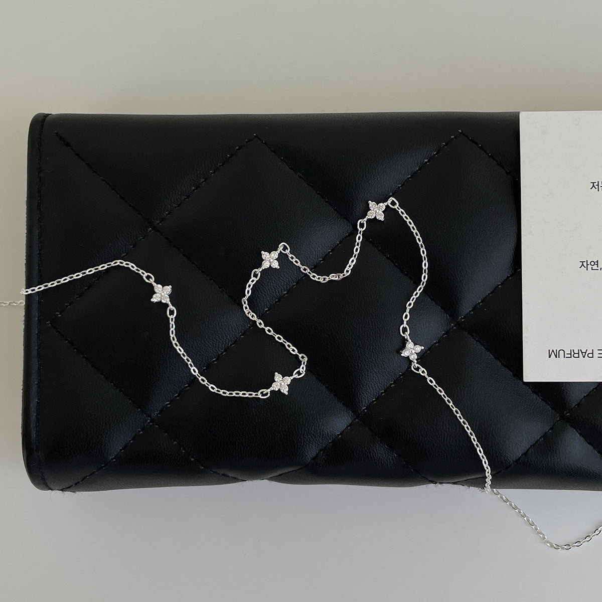 C廠-幸運四葉草滿天星純銀項鍊女小清新細款高級感個性百搭鎖骨頸鏈「XL-1228」25.11-1