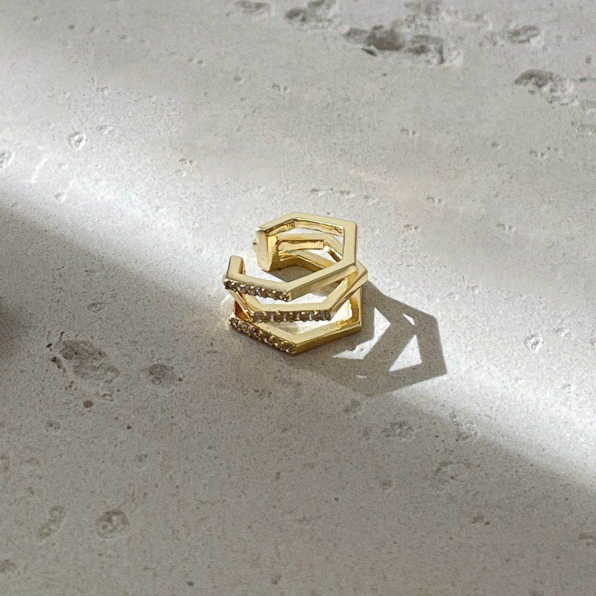 C廠-網紅個性疊戴風多層鋯石銀針耳耳釘女韓系時尚清冷ins無耳洞耳夾「EH-4292」25.12-3