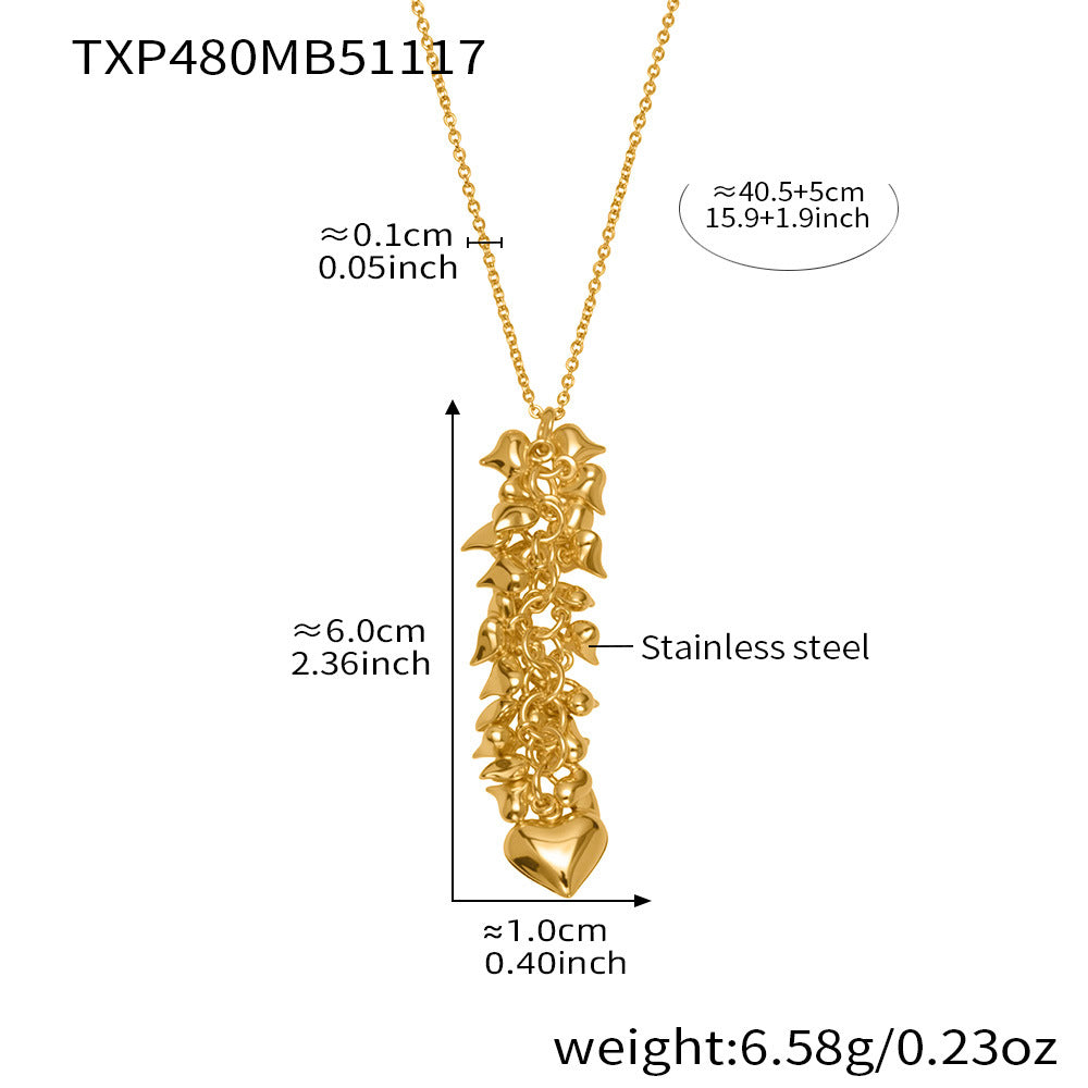 B廠-跨境熱銷款超多愛心手工項鍊耳環首飾套裝不鏽鋼鍍18k真金「TXP480」25.11-4