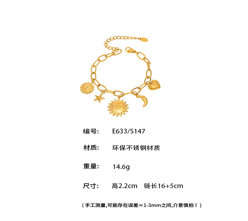 B廠-太陽女神月亮愛心多配件DIY手鍊ins歐美不鏽鋼流行配飾「E633」25.05-5