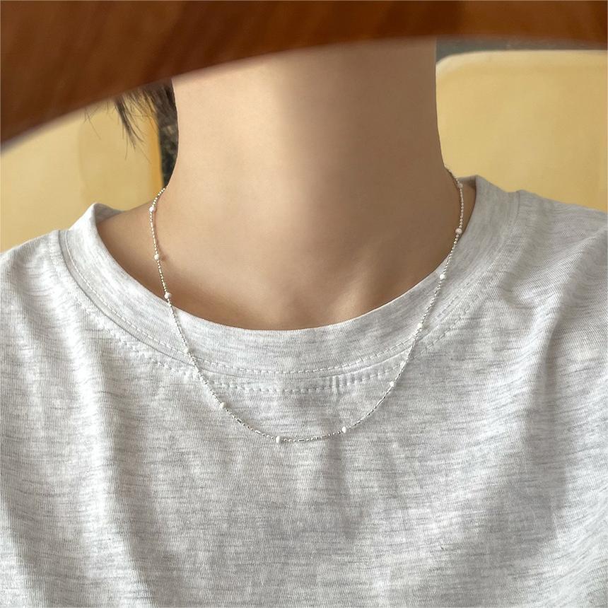 F廠-韓國韓版925純銀項鍊ins不規則白色彩虹珠珠簡約項鍊「B1186」25.05-4