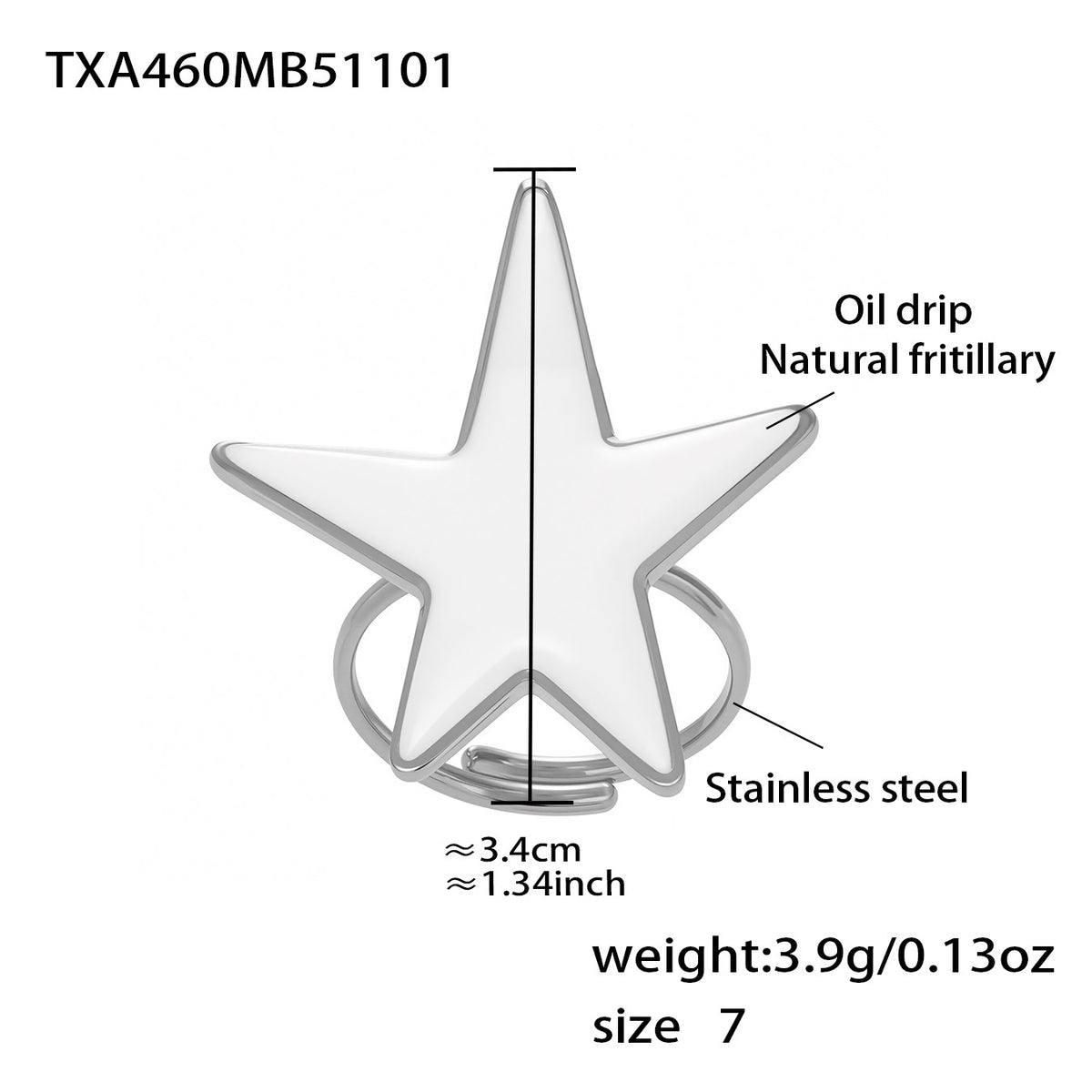 B廠-新款天然貝母滴油大五角星戒指耳環套裝不鏽鋼鍍18k金耳飾「TXF460」25.11-1