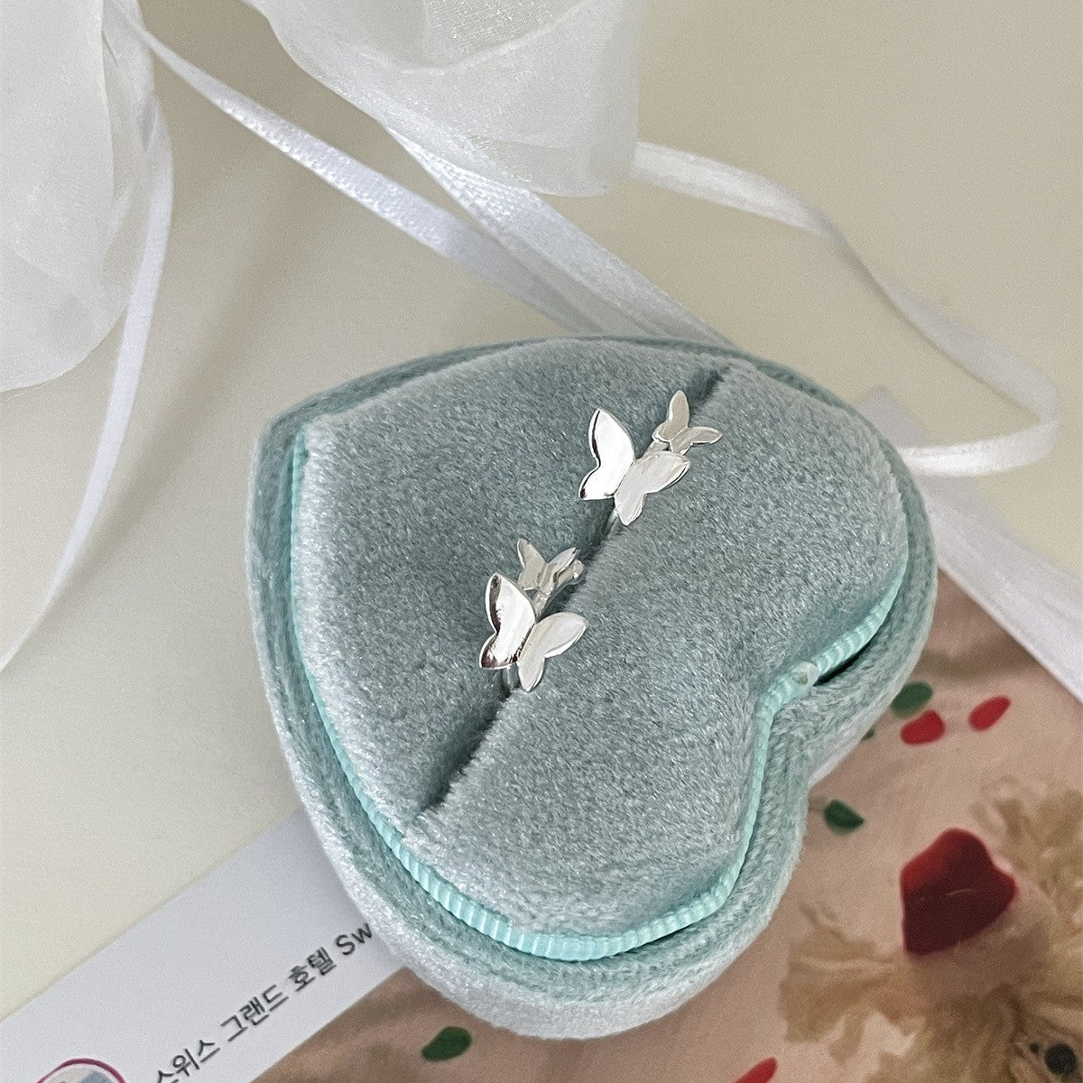 C廠-日韓小香風雙蝴蝶耳夾女超仙精緻百搭氣質耳骨夾輕奢高級感耳飾「EH-3963」25.08-5