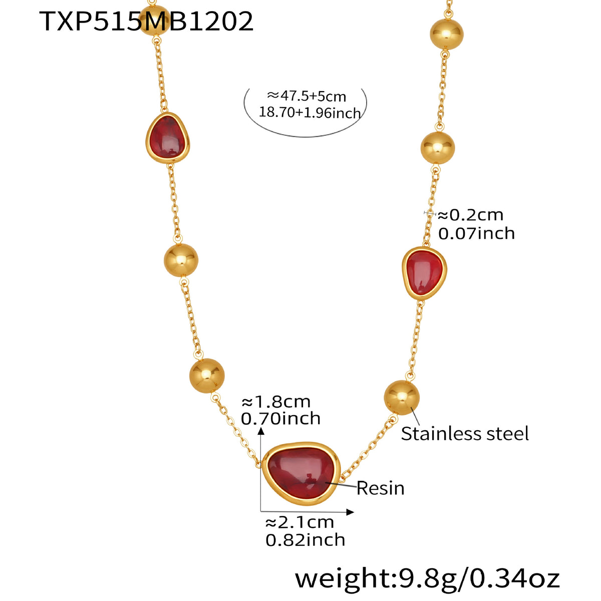 B廠-不鏽鋼彩色樹脂包邊項鍊5A鋯石愛心手鍊多巴胺飾品套裝鍍18k真金「TXP515」25.12-2