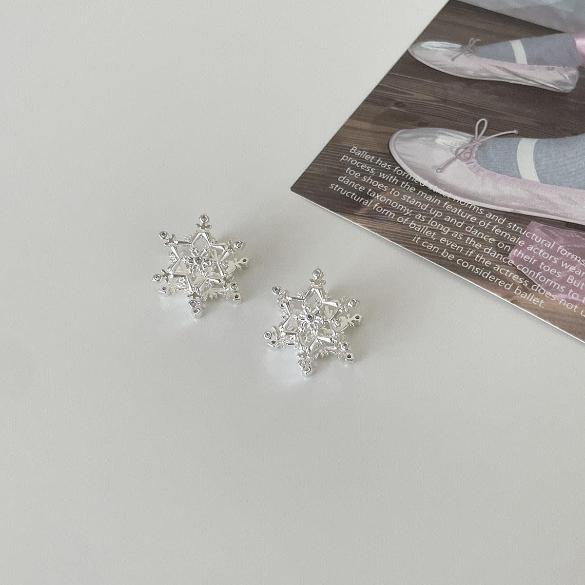 C廠-925銀針雪花耳釘女小眾高級感超閃精緻耳環絕美氣質新款潮耳飾「EH-3273」24.10-3