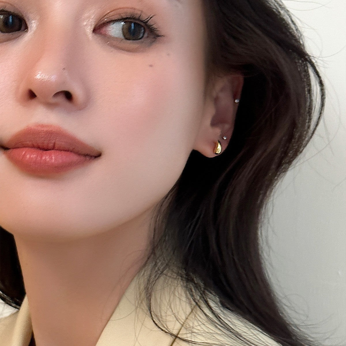 C廠-極簡百搭迷你水滴豆豆耳釘女2025爆款高級感銀針耳環輕奢百搭耳飾「EH-3770」25.07-4