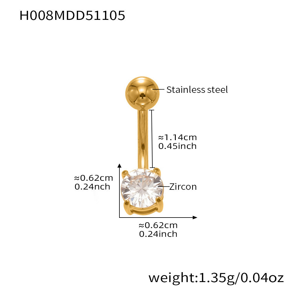 B廠-超閃5A鋯石愛心水滴造型肚臍釘不鏽鋼18k鍍金歐美穿刺飾品「H001」25.11-2