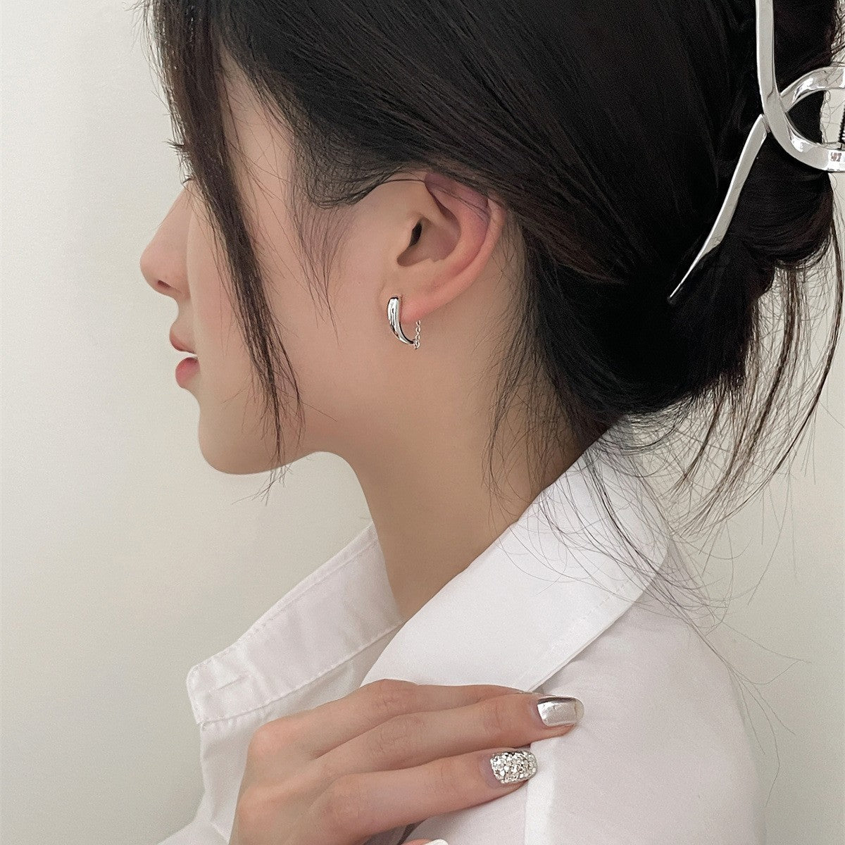 C廠-冷淡風簡約水滴銀針耳釘女輕奢高級感耳環小眾精緻百搭氣質潮耳飾「EH-3795」25.07-4