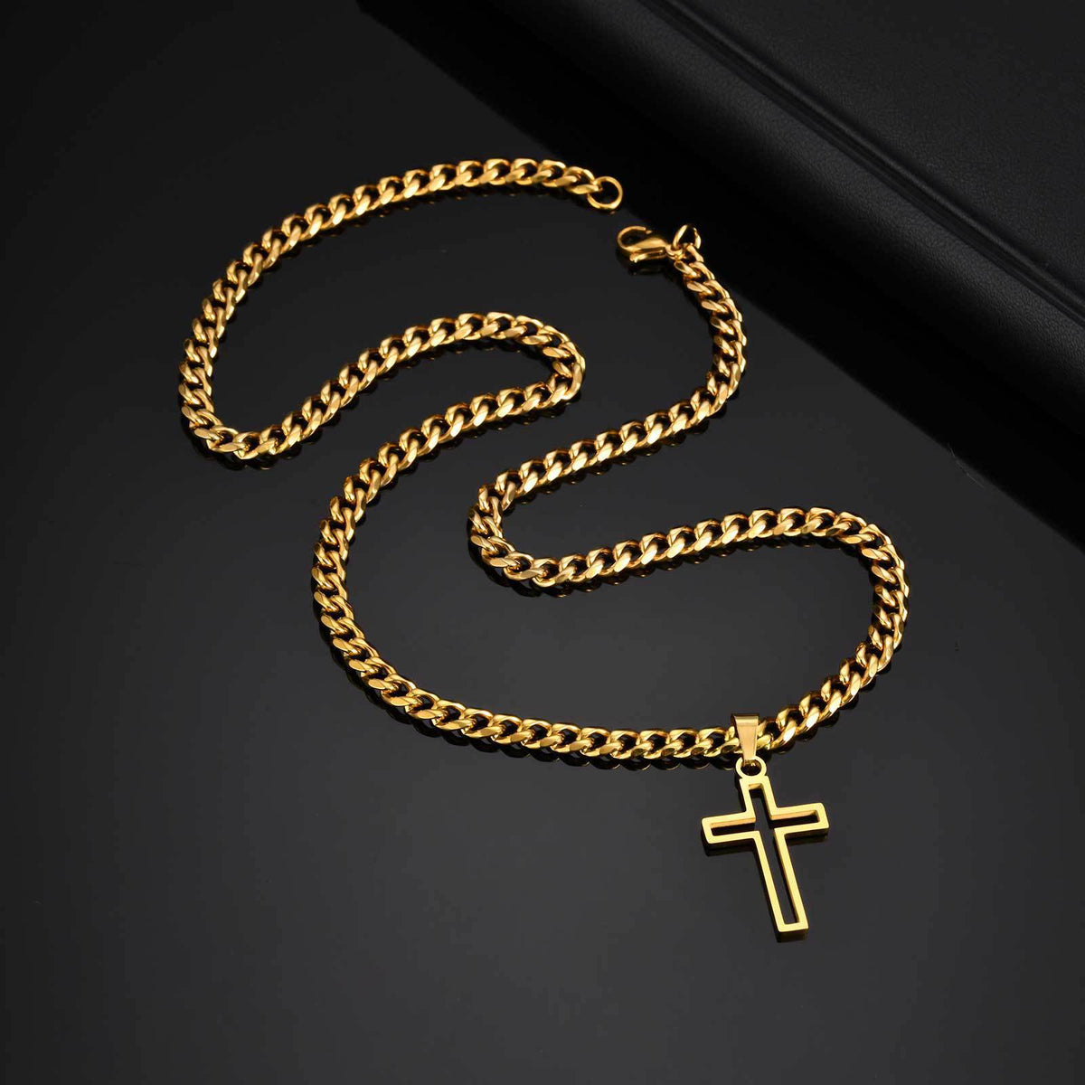 G廠-鈦鋼飾品 不鏽鋼鏤空十字架吊墜項鍊時尚復古高級感鎖骨鏈「PN-1531」25.11-1