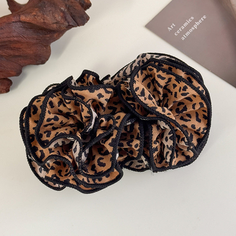 E廠-復古裙擺立體豹紋花朵香蕉夾髮卡增高馬尾竪夾髮爪盤髮橫夾髮飾品「27718」25.11-4