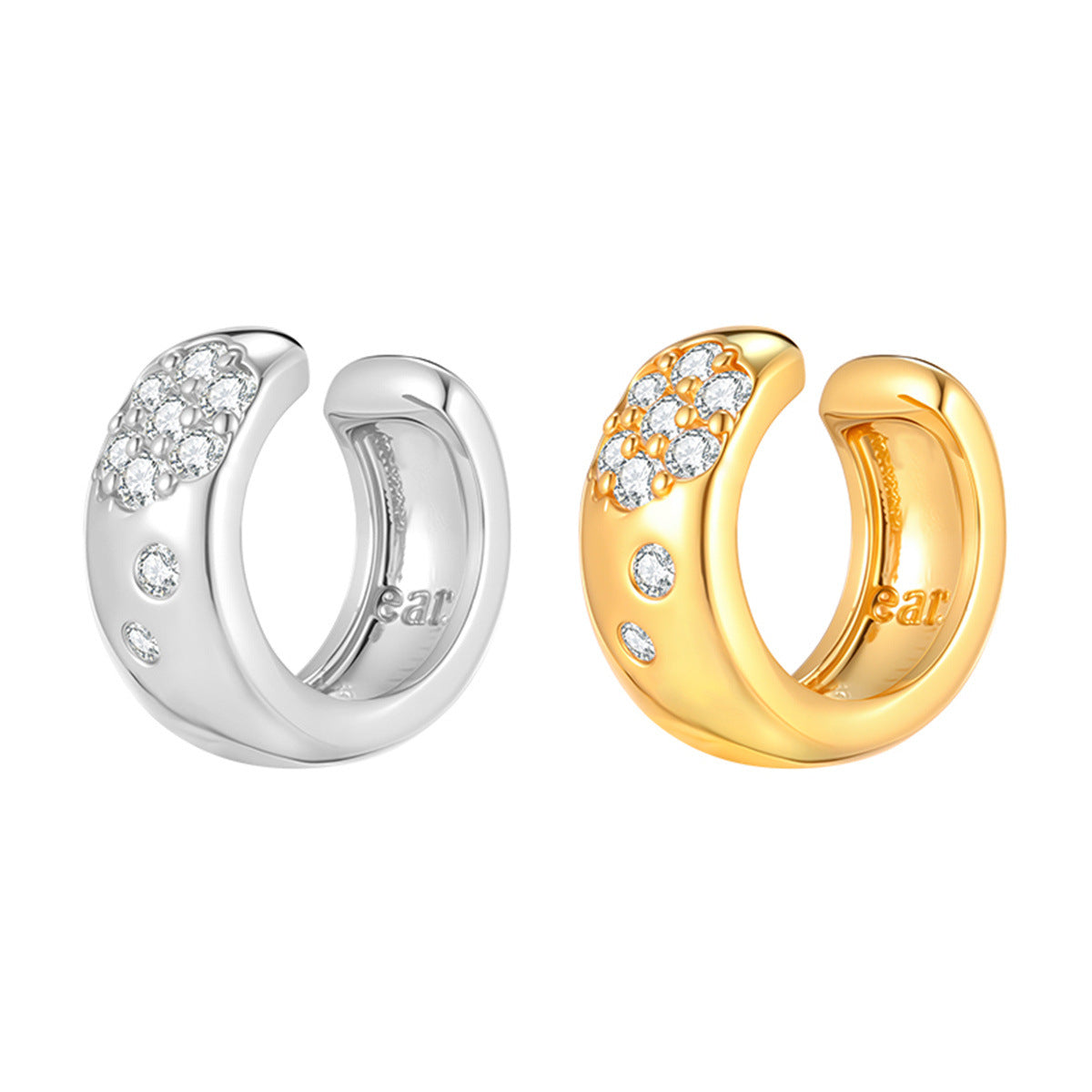 C廠-簡約冷淡風鋯石耳夾女秋冬新款冷淡風時尚氣質耳環百搭高級感耳飾「EJ-41」25.10-3